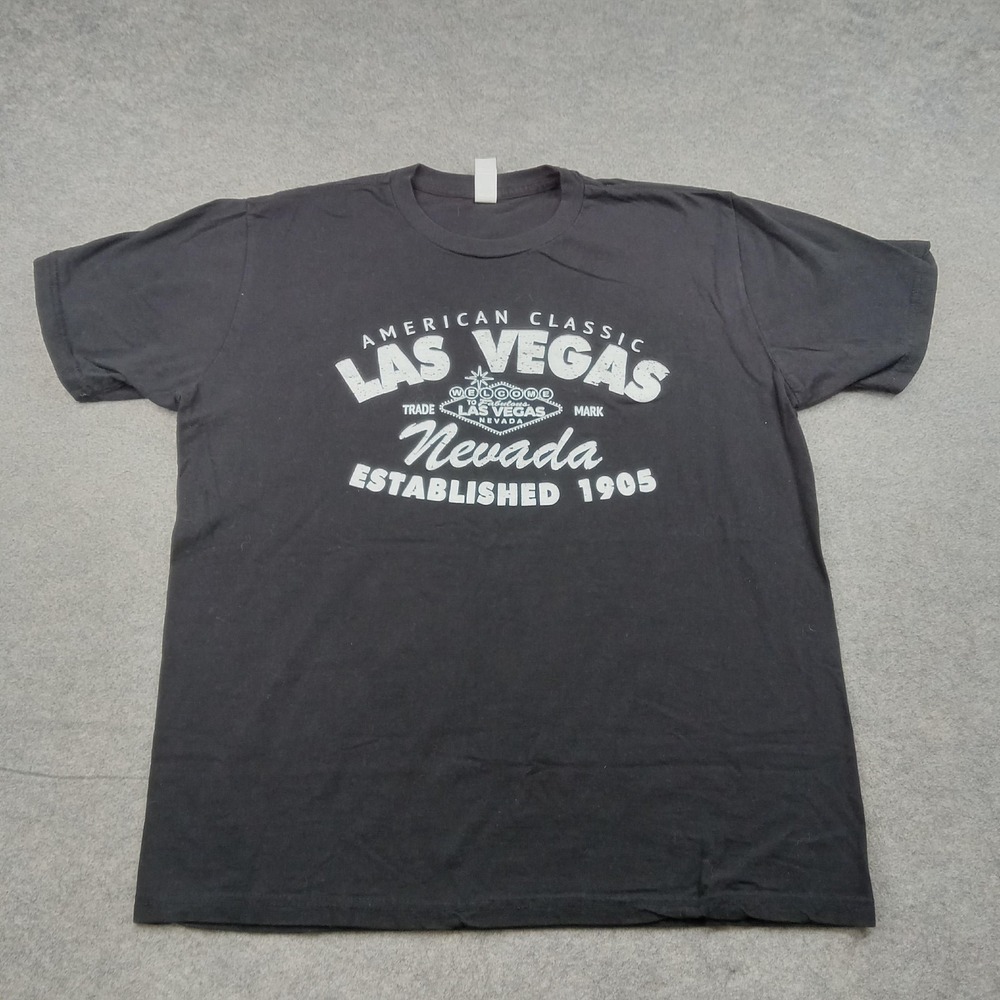 JXT Apparel Shirt Mens‎ Large Black Las Vegas Nevada Travel Graphic Tee Cotton
